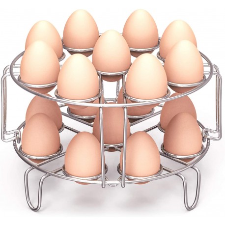 Cook 18 Eggs, Stainless Steel Kitchen Trivet Stackable Steaming Holder Pressure Cooker Accessories