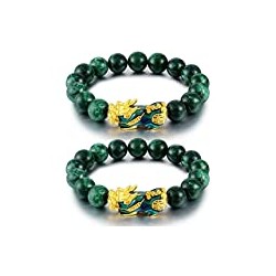 2 Pcs Pi Xiu Bracelet Feng Shui Green