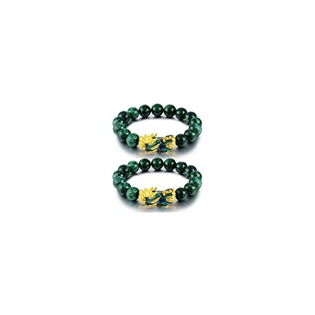 2 Pcs Pi Xiu Bracelet Feng Shui Green