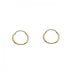14k Gold Round Flexible Thin Continuous Endless Hoop Earrings, Unisex
