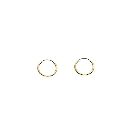 14k Gold Round Flexible Thin Continuous Endless Hoop Earrings, Unisex