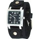Men's Square Black Dial Wide Leather Cuff Band Watch