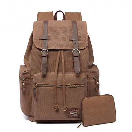 Vintage Casual Canvas and Leather Rucksack Backpack
