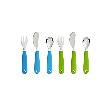 Knife and Spoon Set, 6 Pack, Blue/Green