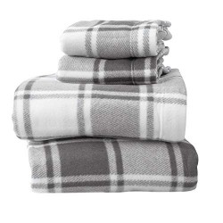 Super Soft Extra Plush Plaid Fleece Sheet Set. Cozy, Warm, Durable