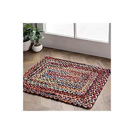Tammara Boho Cotton Hand Braided Accent Rug, 2' x 3', Multi