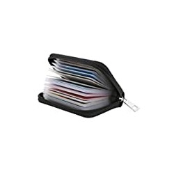 Genuine Leather Credit Card Holder Zipper Wallet With 26 Card Slots