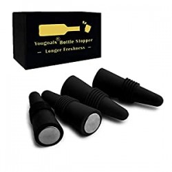 Silicone Wine Bottle Stopper for Wine Beverage Soda Beer (Black 4PK)