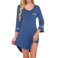 Women’s Sleepshirt 3/4 Sleeves Nightgown Sexy Nightshirts Boyfriend Sleepwear S-XXL
