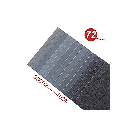 Silicon Carbide Sanding Assorted Grit Sandpaper  9 x 3.6 Inch - 72 Sheets