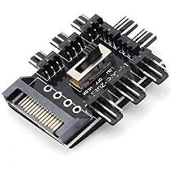 8 Way Cooling Fan Hub 3 Gear Speed SATA 1 to 8 Multi Way Splitter 3-Pin Power