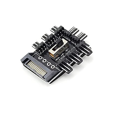 8 Way Cooling Fan Hub 3 Gear Speed SATA 1 to 8 Multi Way Splitter 3-Pin Power