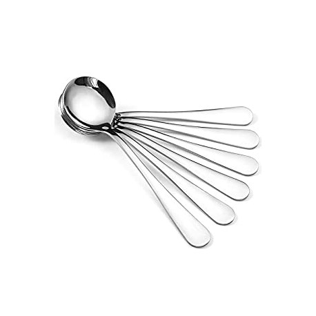 12-Piece Soup Spoons, Round Stainless Steel Bouillon Spoons