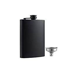 Hip Flask for Liquor Matte Black 8 Oz Stainless