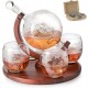 Antique Ship, Whiskey Stones and 4 World Map Glasses, Great Gift