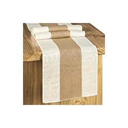 Table Decor Weekend Picnic Jute Woven Fabric, Light Colour Edge 12x72 Inches