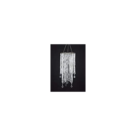 2 Tiers Sparkling Iridescent Acrylic Beaded Hanging Chandelier Light Fixture W8.5" X H20.5"
