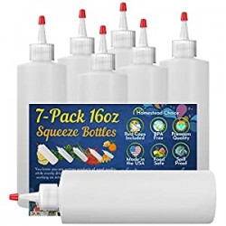 7-pack Plastic Condiment Squeeze Bottles - 16 Ounce