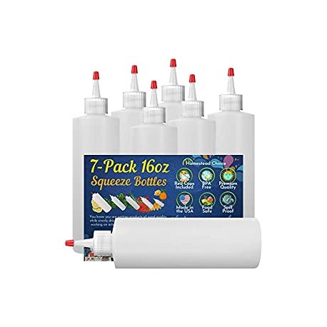 7-pack Plastic Condiment Squeeze Bottles - 16 Ounce