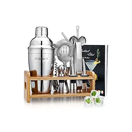 2 of Cocktail Shaker Set Bartender Kit, Godmorn 15Pcs Bartender Shaker