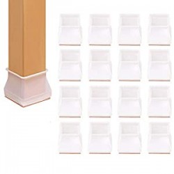 Prevent Hardwood Ground Scratches and Noise(FIT 1.2-1.5 inch, 16 Pcs) (Square White)