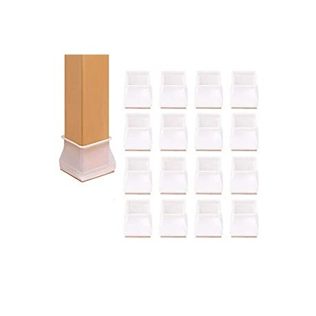 Prevent Hardwood Ground Scratches and Noise(FIT 1.2-1.5 inch, 16 Pcs) (Square White)