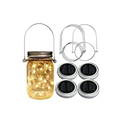 4 Pack 20 Led Warm White Waterproof Solar Mason