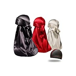 4 Pieces Silky Durags and Wave Cap Pack for Men Waves