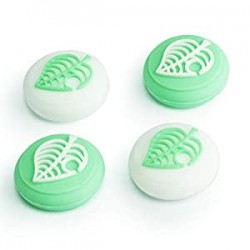 Silicone Thumb Stick Grips Cap for Joy-Cons NS Accessories (4PCS Green Leaves)