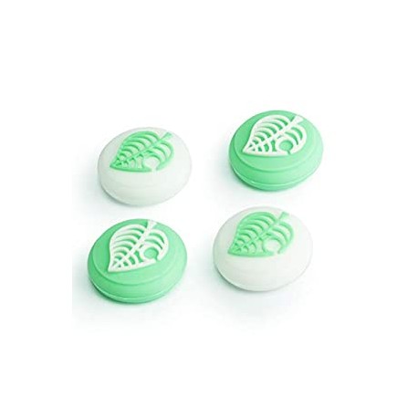 Silicone Thumb Stick Grips Cap for Joy-Cons NS Accessories (4PCS Green Leaves)
