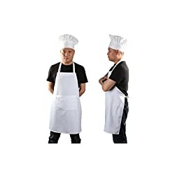 Chef Hat and Kitchen Apron Adult Adjustable White