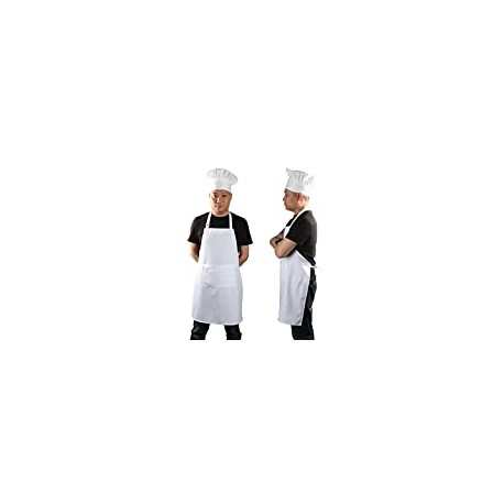 Chef Hat and Kitchen Apron Adult Adjustable White