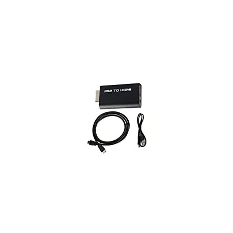 1080P PS2 to HDMI Adapter Converter with 3.5mm Audio Output + 5 Feet HDMI Cable for HDTV HDMI Monitor