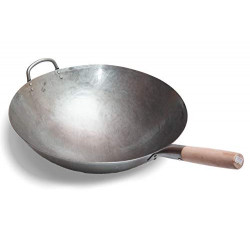Big 16 Inch Heavy Hand Hammered Carbon Steel Pow Wok