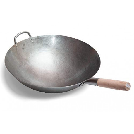 Big 16 Inch Heavy Hand Hammered Carbon Steel Pow Wok