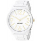 Analog Display Japanese Quartz White Watch, White/Gold