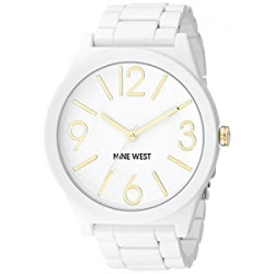 Analog Display Japanese Quartz White Watch, White/Gold