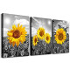 3 piece bathroom Wall decor Black and white landscape yellow