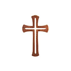 Wooden Hanging Wall Cross Handcarved Modern Design Religious