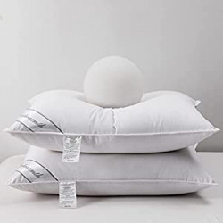 Set of 2 Bedding Soft Pillows 100% Organic Cotton Standard 20x26in