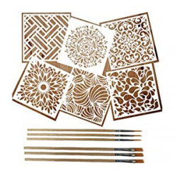 6 Pack (6x6 Inch) Reusable Painting Drawing Stencils, Stencils for Painting on Wood