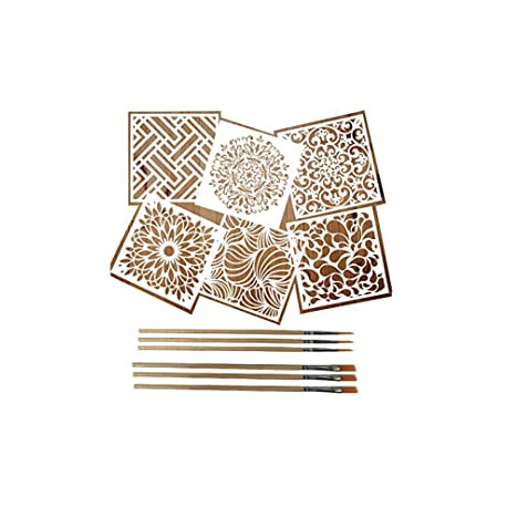 6 Pack (6x6 Inch) Reusable Painting Drawing Stencils, Stencils for Painting on Wood