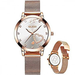 Women's Rose Gold Mesh Bracelet Watch