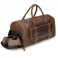 Vintage Large Mens Weekender Top Grain Crazy Horse Leather