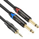 3.5mm TRS to Dual 1/4" TS Stereo Breakout Cable - 6.6ft