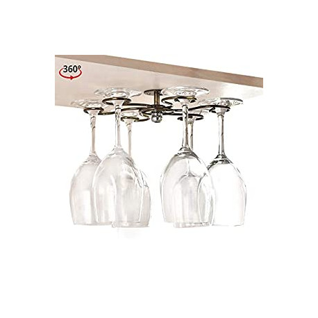 Metal Glass Hanger Drying Rack With 6 Hooks for Home and Bar Storage (Bronze)