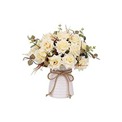 Artificial Flowers in Vase Decor Silk Rose