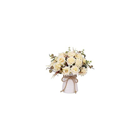 Artificial Flowers in Vase Decor Silk Rose