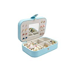Torquoise Blue PU Earring Ring Neckalce Jewery Case Box Organizer