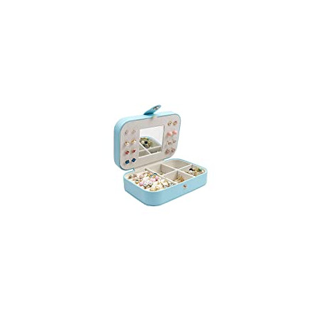 Torquoise Blue PU Earring Ring Neckalce Jewery Case Box Organizer
